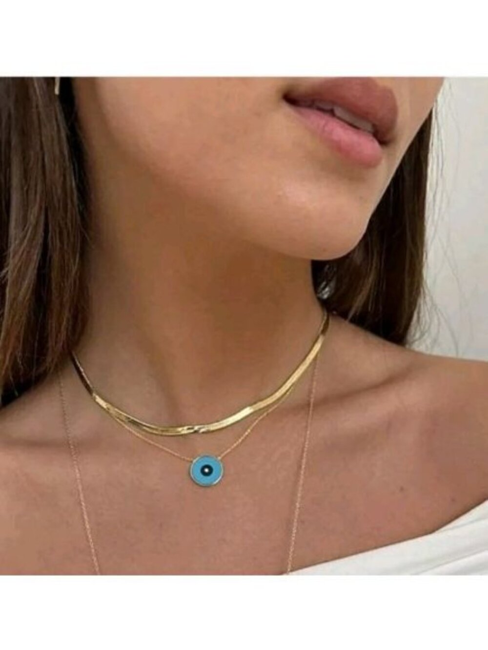 Jennifer Zeuner Hamilton 14K Gold Plated Herringbone Chain Necklace Choker NWT - Picture 3 of 14